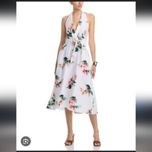 Tommy Bahama Florentina Halter Neck Dress - White with Pink Floral Accents_XS